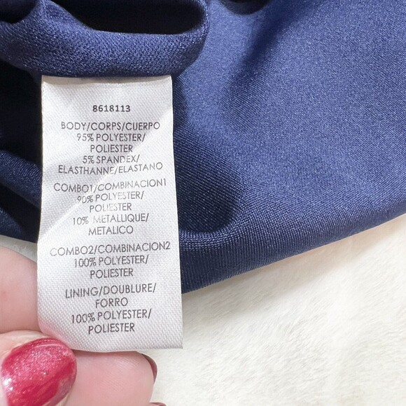 JS Collection Kennedy Draped Mermaid Maxi Dress Gown Navy NWT Sequins Sz 6 - Picture 16 of 16